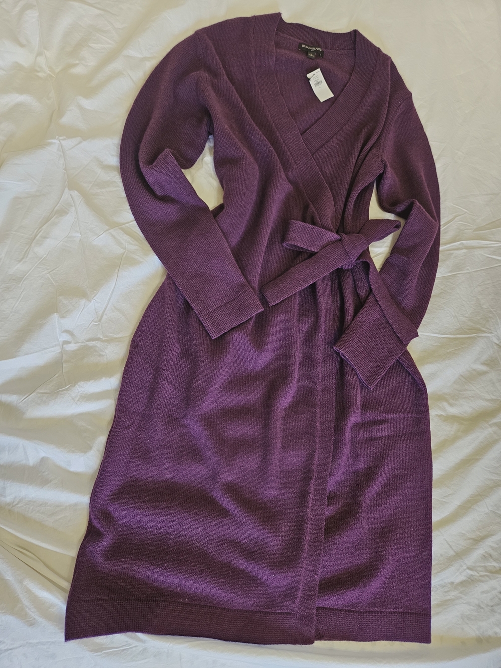 NWT Banana Republic Deep Plum Wrap Cardigan Dress,Size L